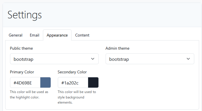 Colors settings